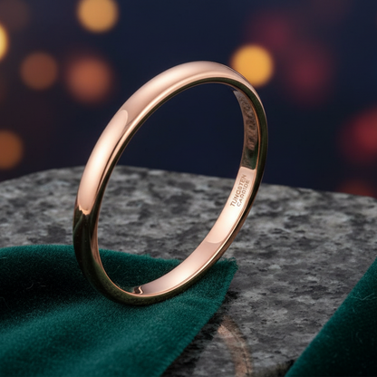 2mm Vintage Rose Gold Tungsten Carbide Engagement Ring