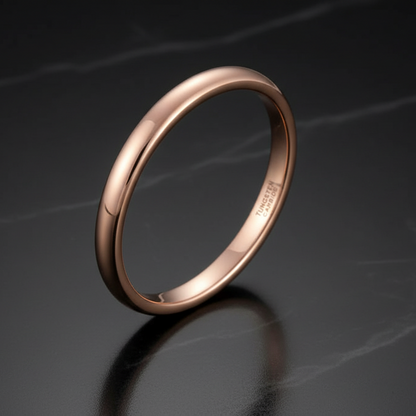 2mm Vintage Rose Gold Tungsten Carbide Engagement Ring