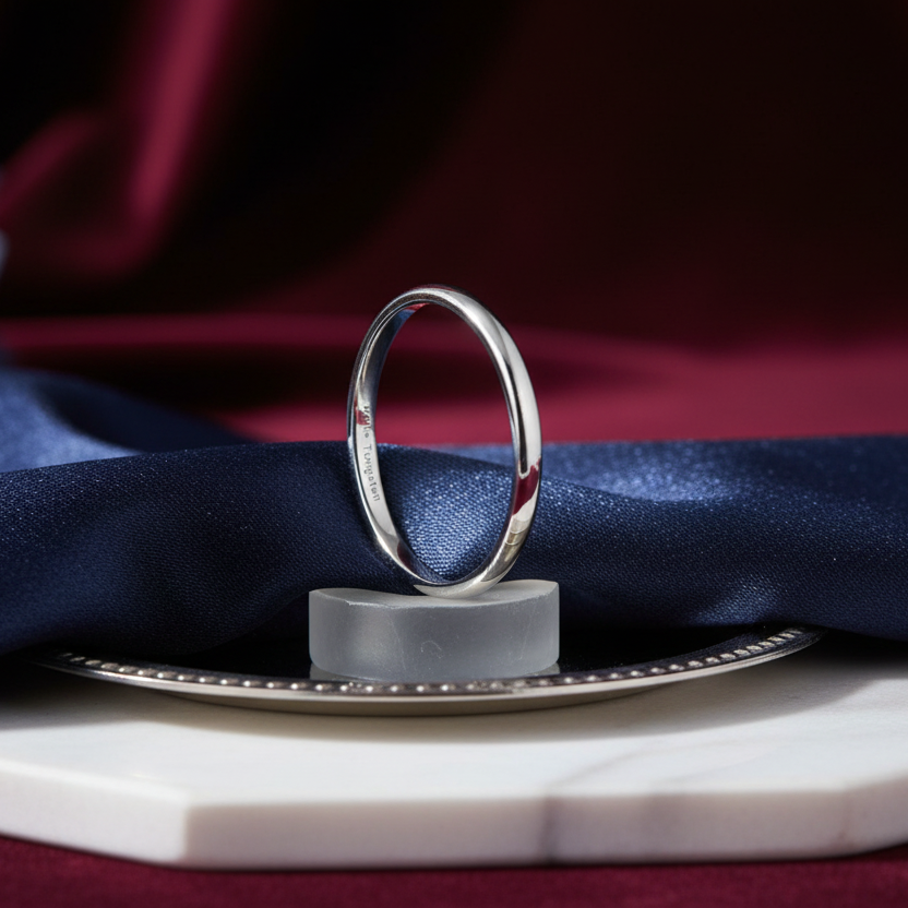 2mm White Tungsten Engagement Ring