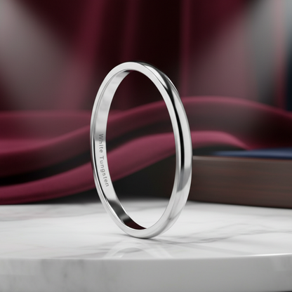 2mm White Tungsten Engagement Ring