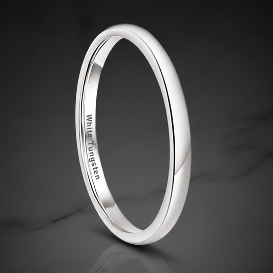2mm White Tungsten Engagement Ring