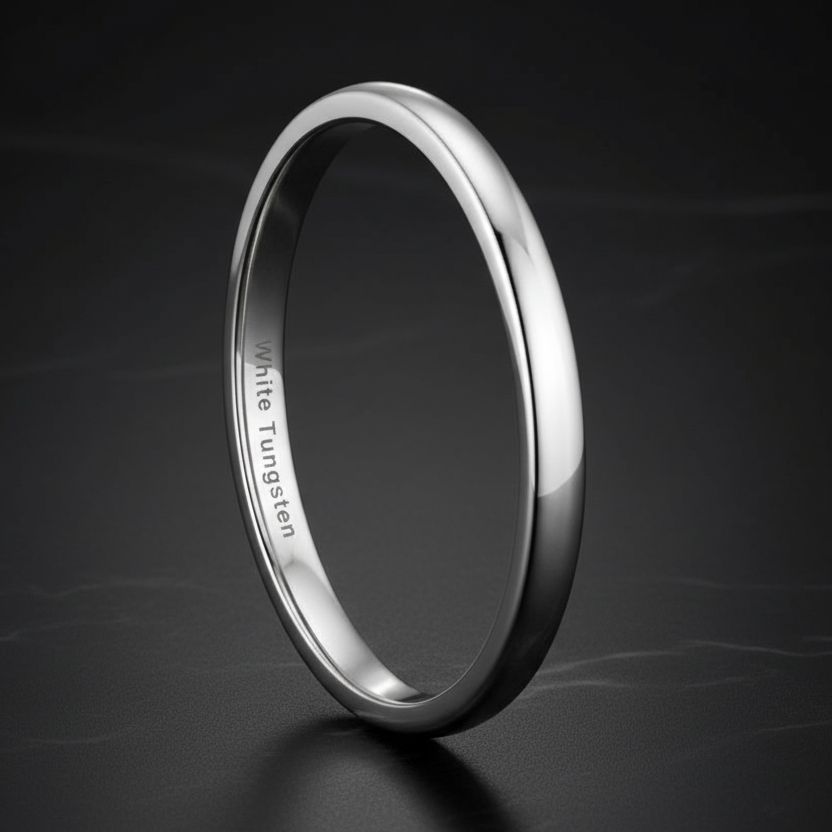 3mm White Tungsten Engagement Ring