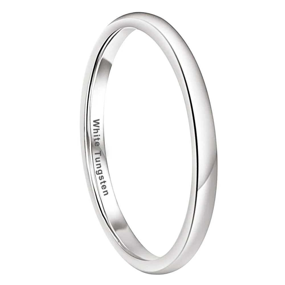 2mm White Tungsten Engagement Ring