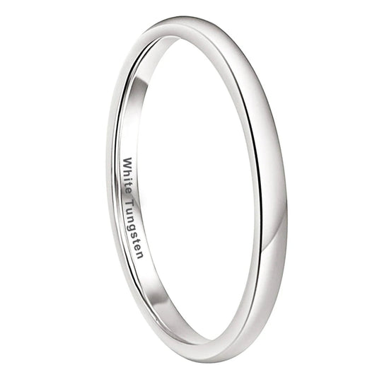 2mm White Tungsten Engagement Ring