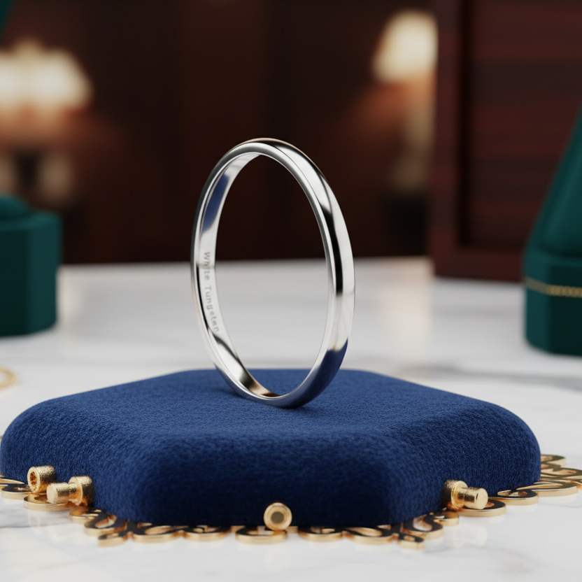 3mm White Tungsten Engagement Ring