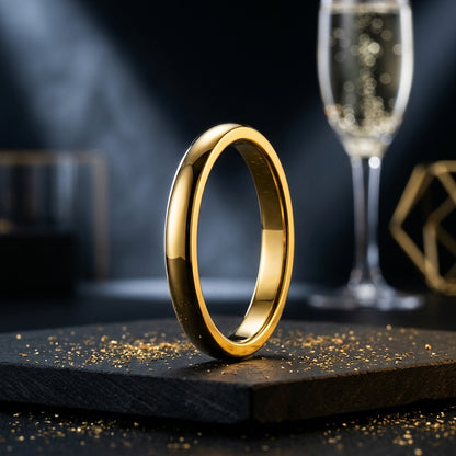 2mm Women Gold Tungsten Carbide Wedding Band