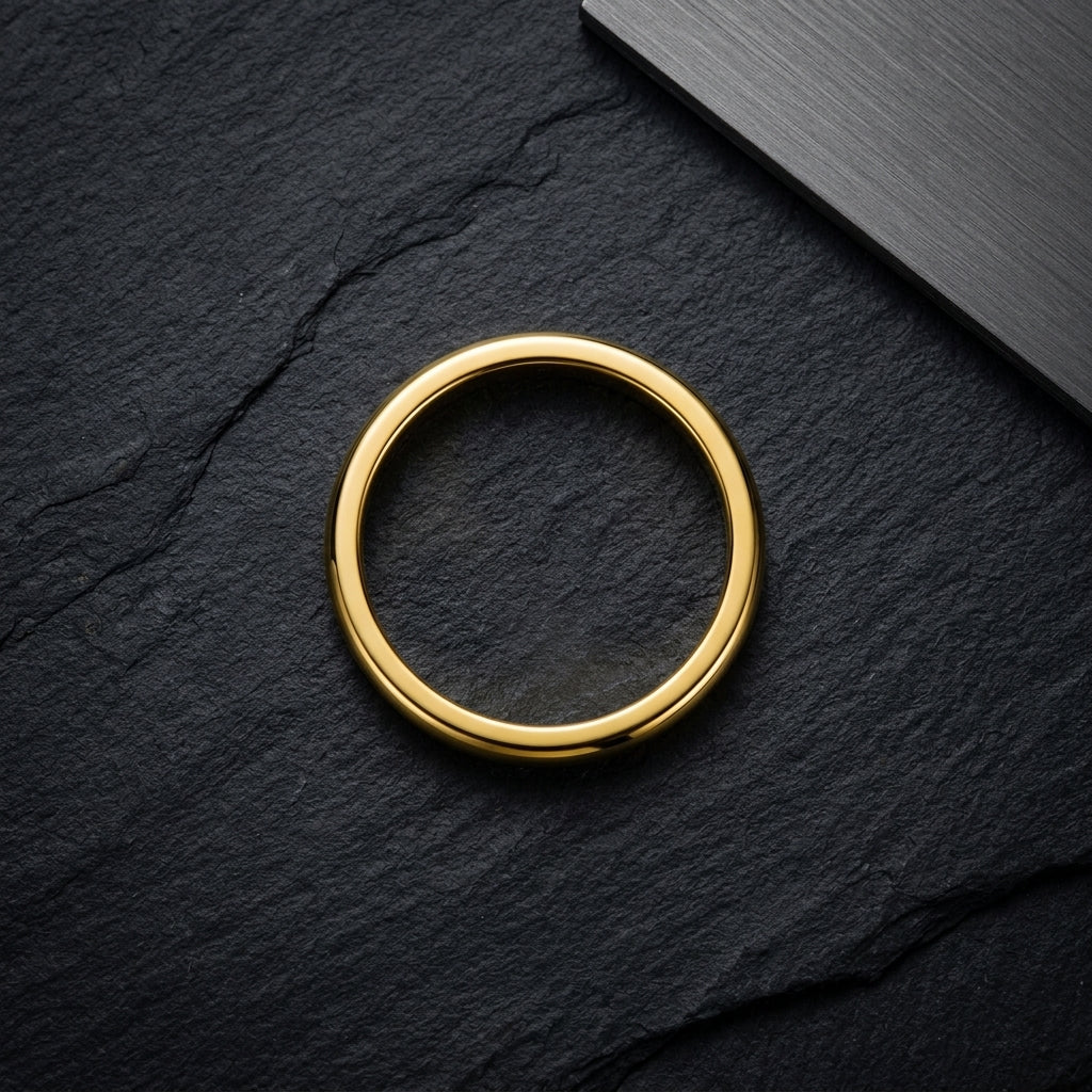 2mm Women Gold Tungsten Carbide Wedding Band