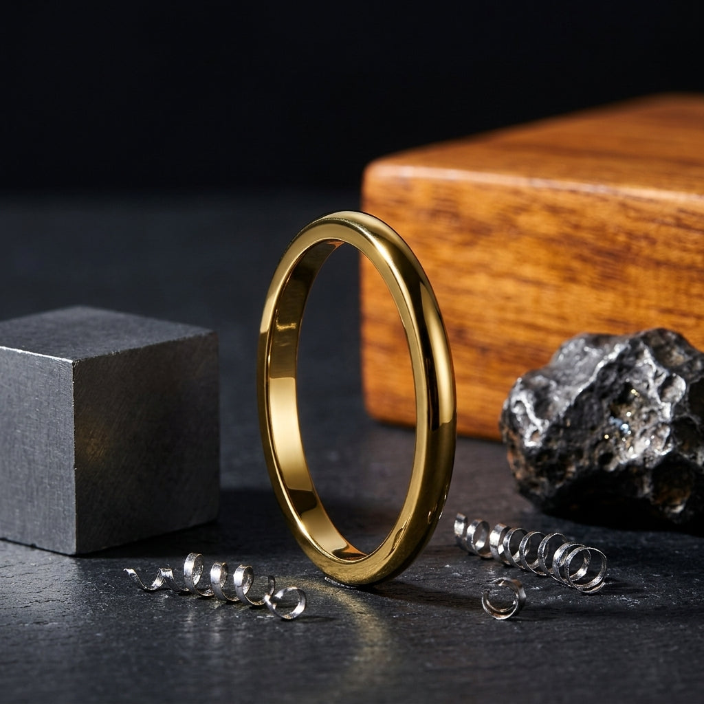 2mm Women Gold Tungsten Carbide Wedding Band