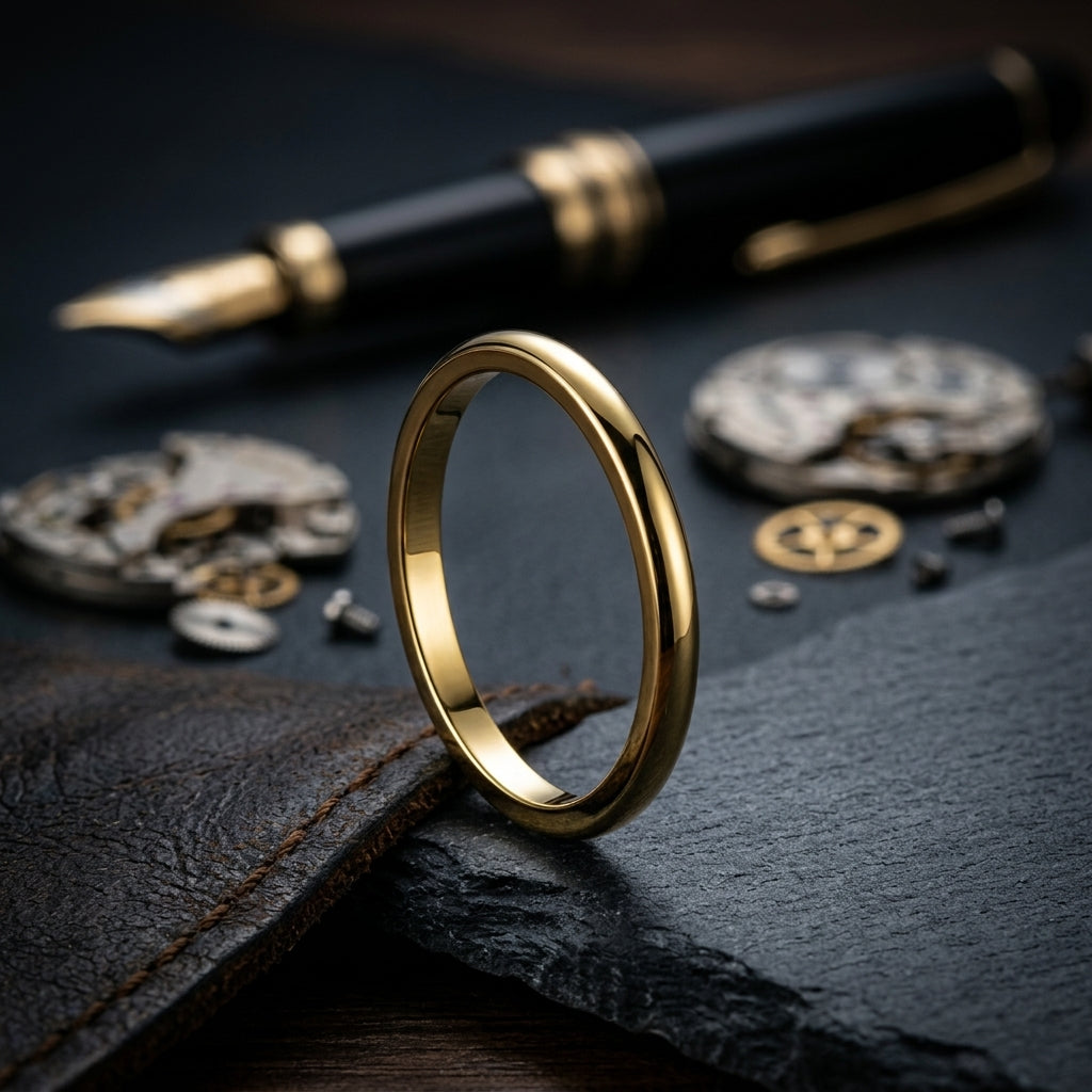2mm Women Gold Tungsten Carbide Wedding Band