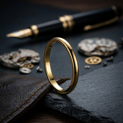 2mm Women Gold Tungsten Carbide Wedding Band