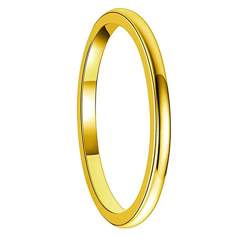 2mm Women Gold Tungsten Carbide Wedding Band