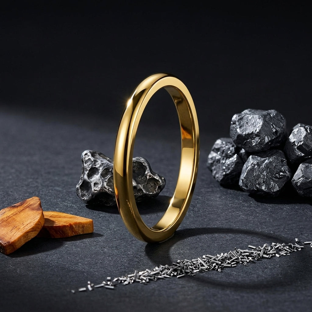 2mm Women Gold Tungsten Carbide Wedding Band