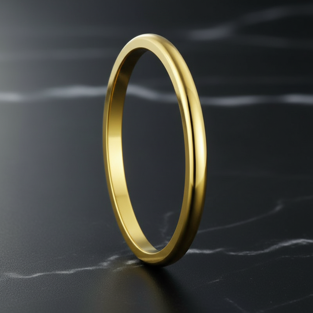  2mm Women Gold Tungsten Carbide Wedding Band