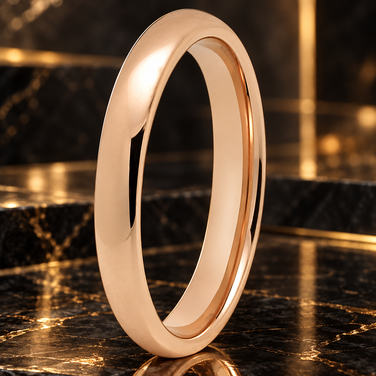 3MM Rose Gold Tungsten Ring