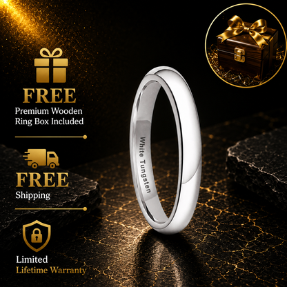 3MM White Tungsten Ring