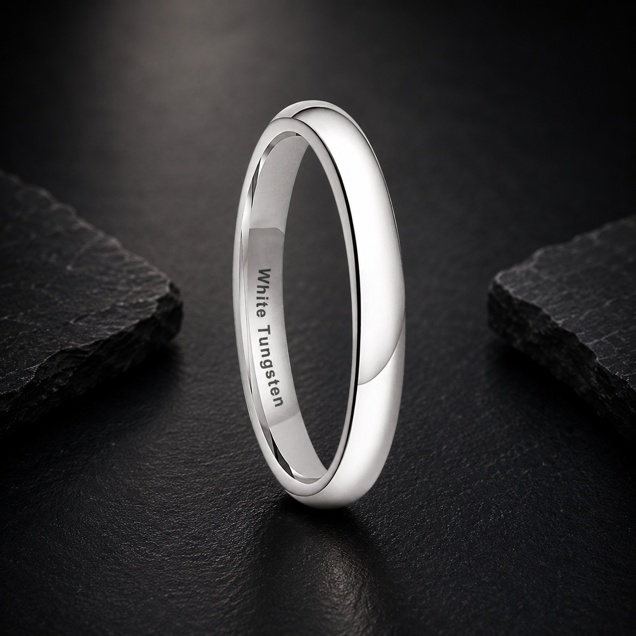3MM White Tungsten Ring