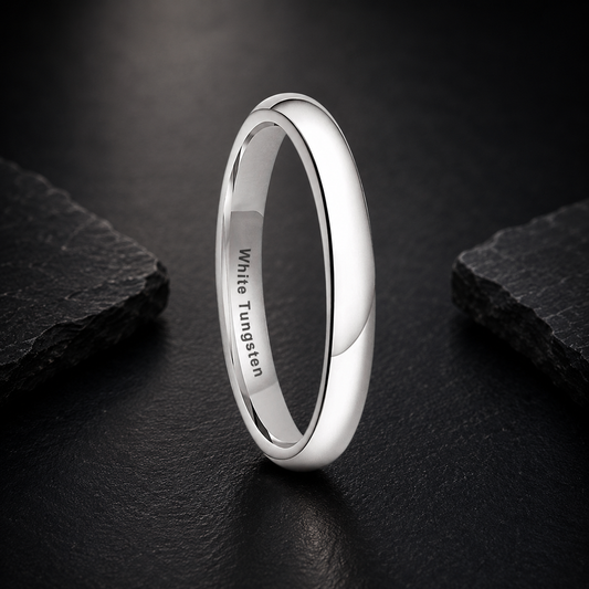 3MM White Tungsten Ring