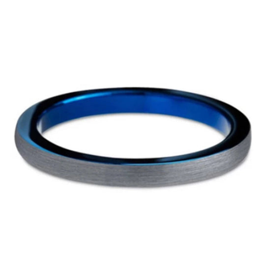 3mm Silver and Blue Tungsten Engagement Ring for Women