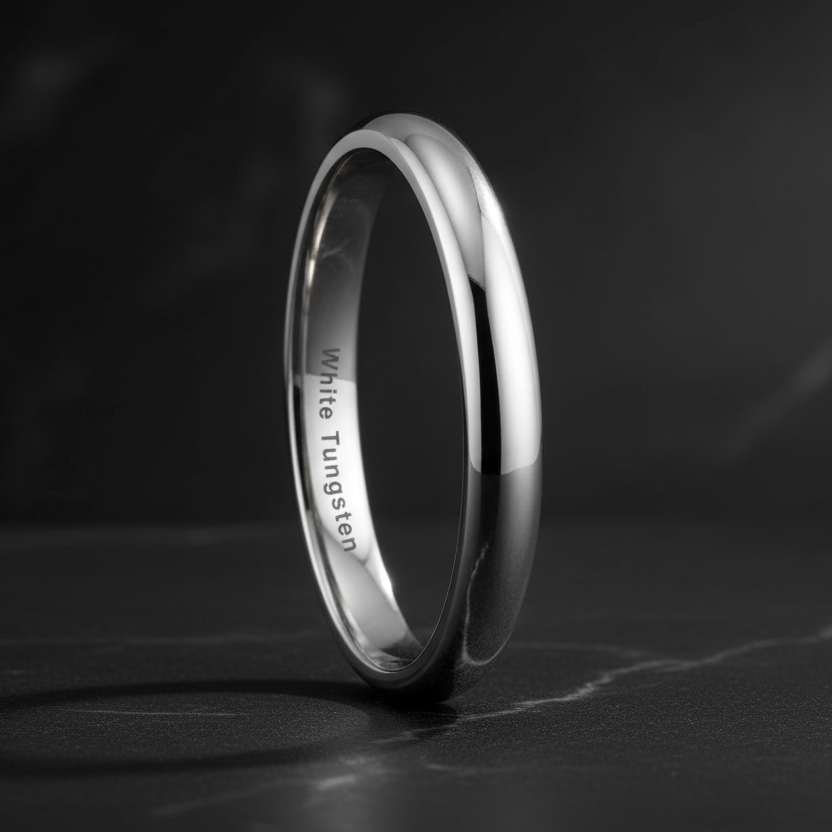 3mm White Tungsten Engagement Ring