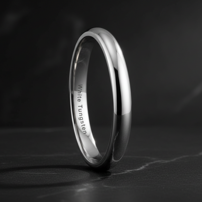 3mm White Tungsten Engagement Ring