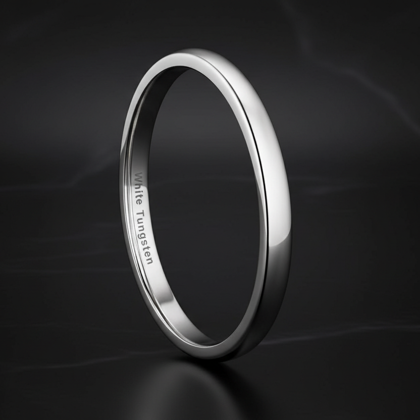 3mm White Tungsten Engagement Ring