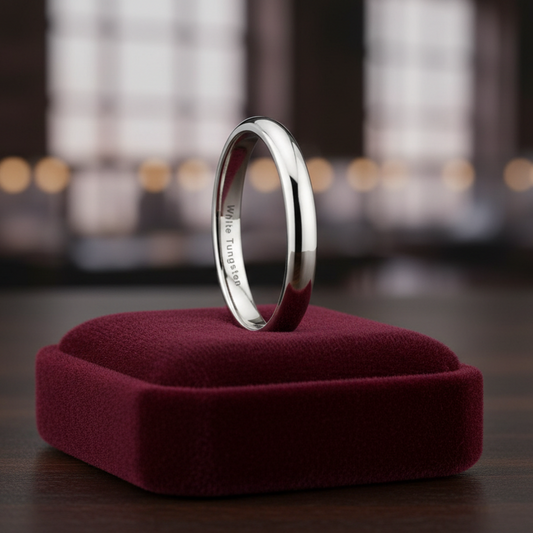 3mm White Tungsten Engagement Ring