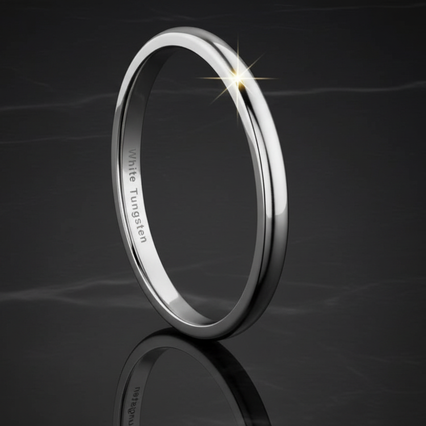 3mm White Tungsten Engagement Ring
