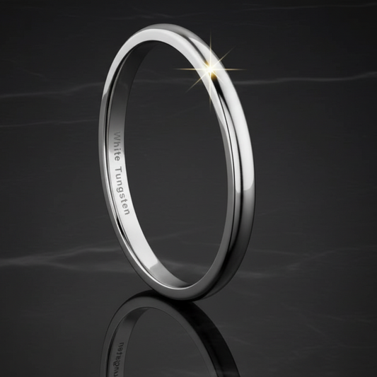 3mm White Tungsten Engagement Ring