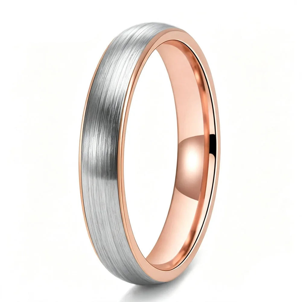 Two-Tone Brushed Silver Tungsten Wedding ring