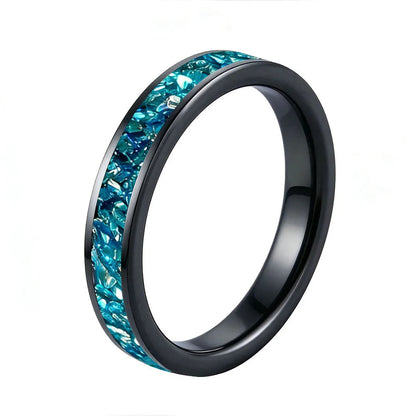 4MM Blue Glass Tungsten Wedding Band