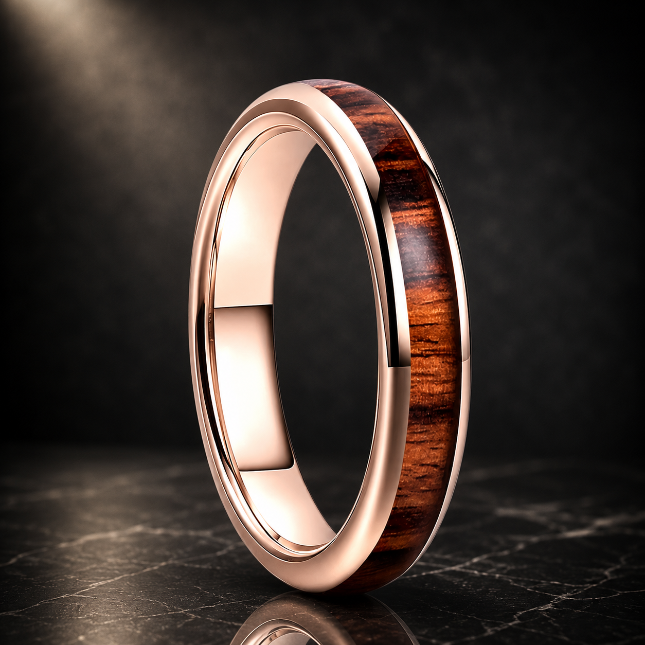 4MM Tungsten Ring with Koa Wood Inlay