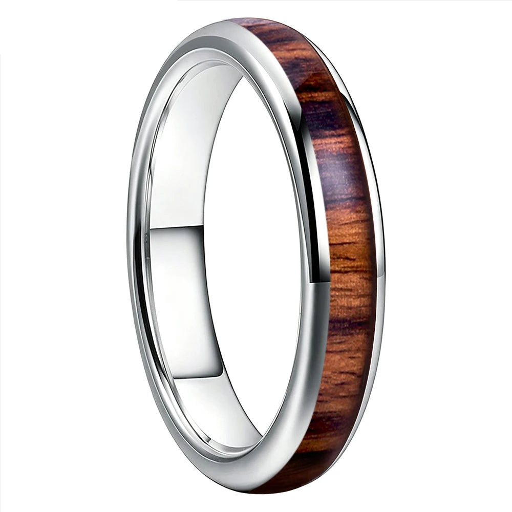 4MM Tungsten Ring with Koa Wood Inlay