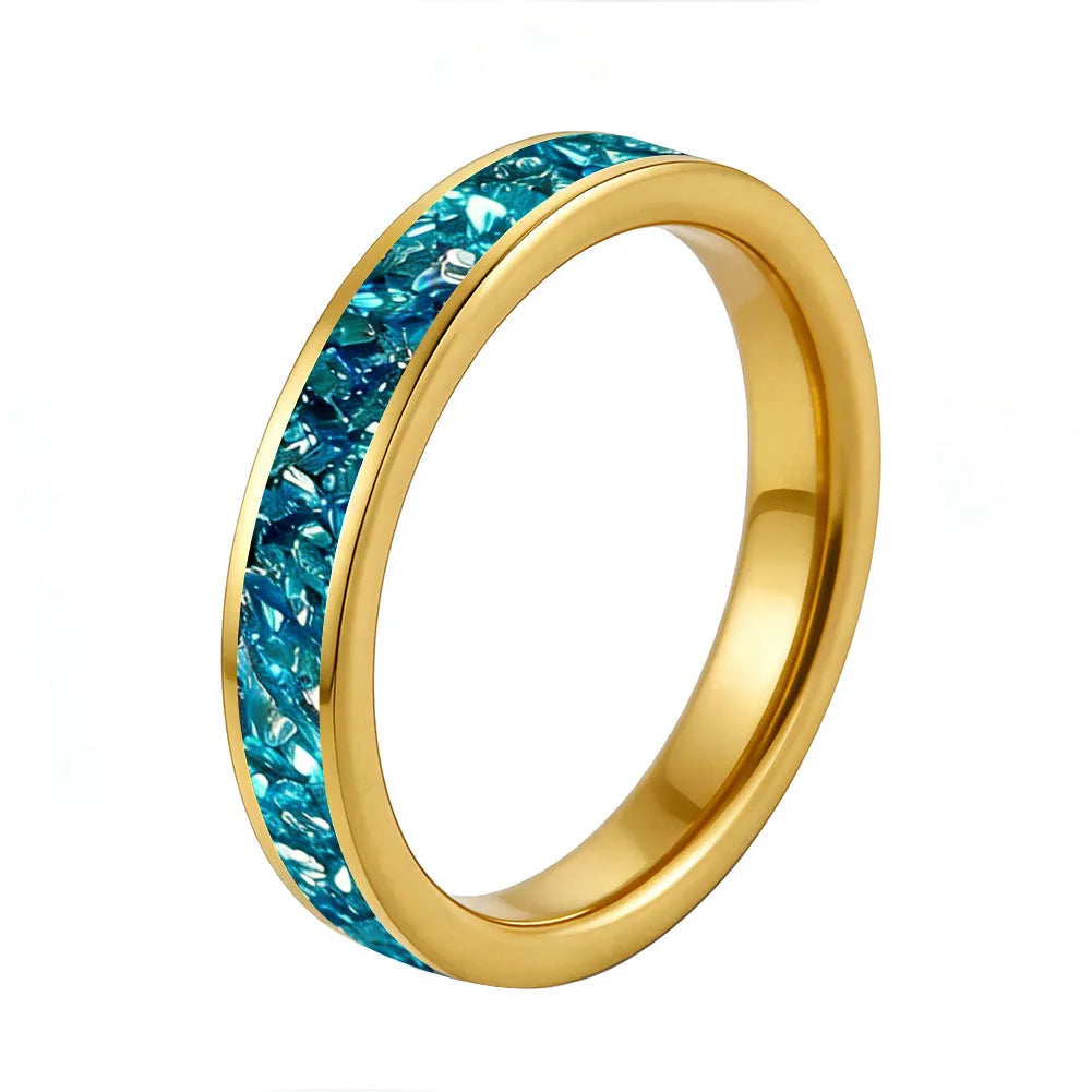 4MM Blue Glass Tungsten Wedding Band