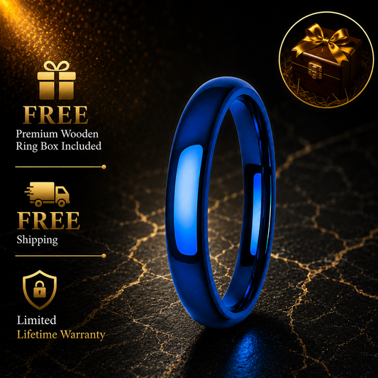 4MM Blue Tungsten Ring