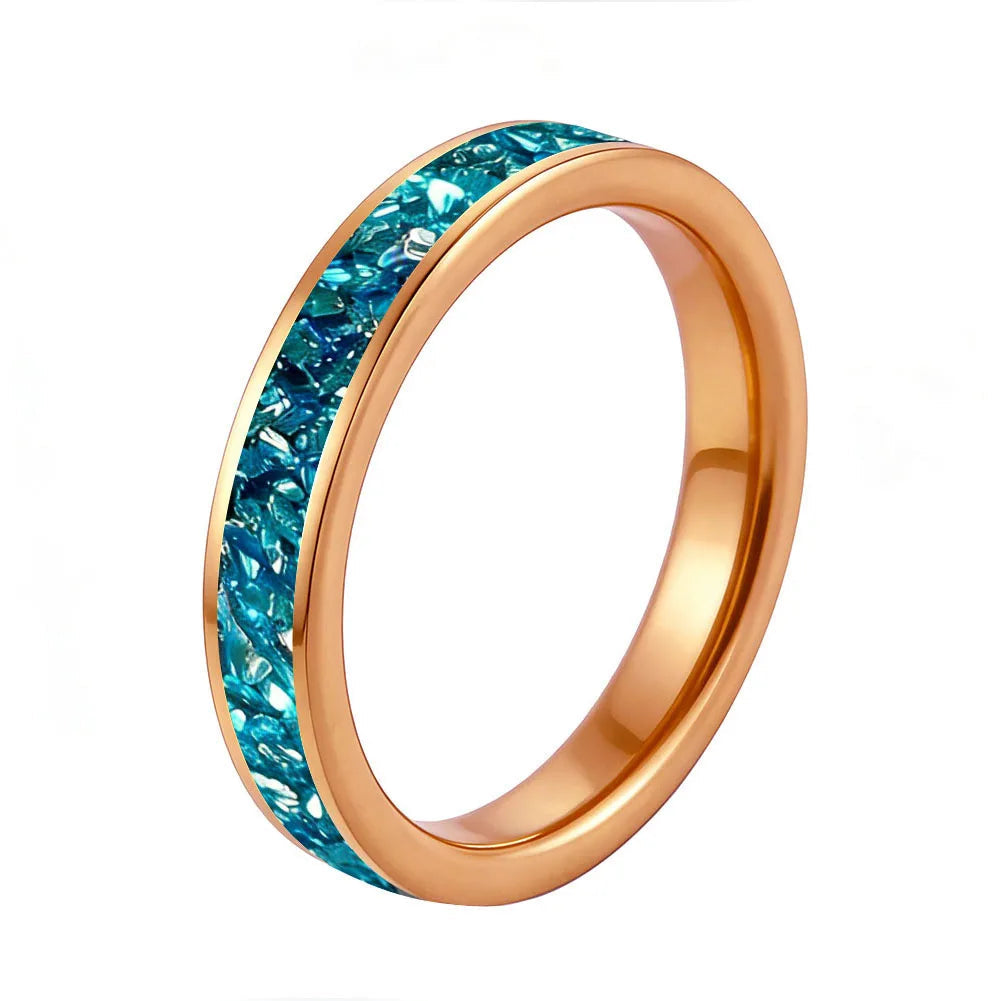 4MM Blue Glass Tungsten Wedding Band