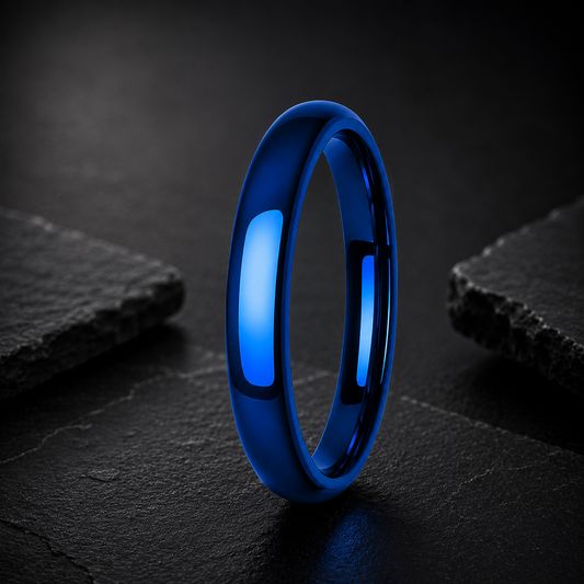 4MM Blue Tungsten Ring