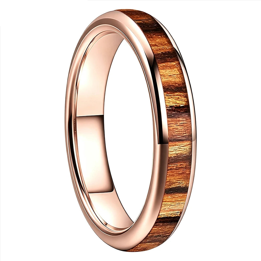 4MM Tungsten Ring with Koa Wood Inlay