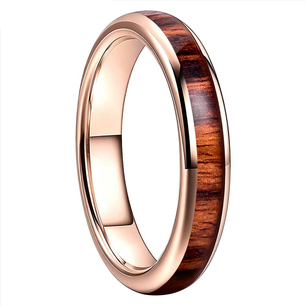 4MM Tungsten Ring with Koa Wood Inlay
