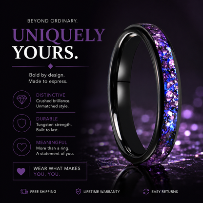 4mm-Amethyst Tungsten Ring