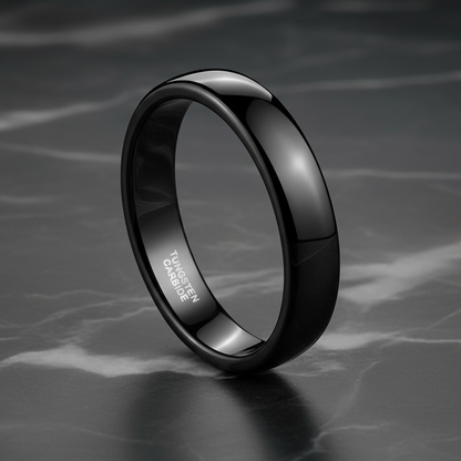 4mm Black Tungsten Carbide Ring Polished
