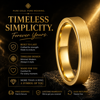 4mm Gold Tungsten Ring for Women