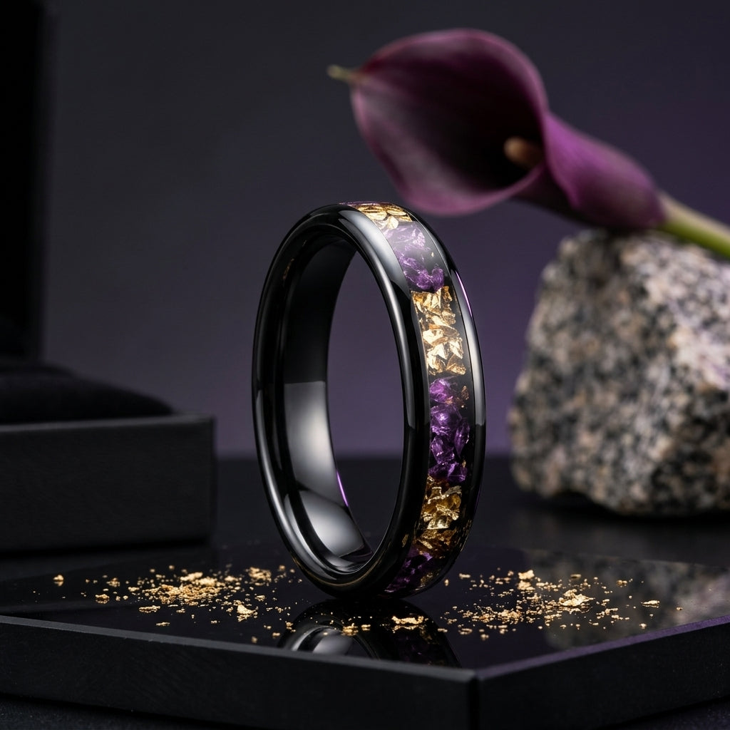 4mm Purple and Gold Tungsten ring