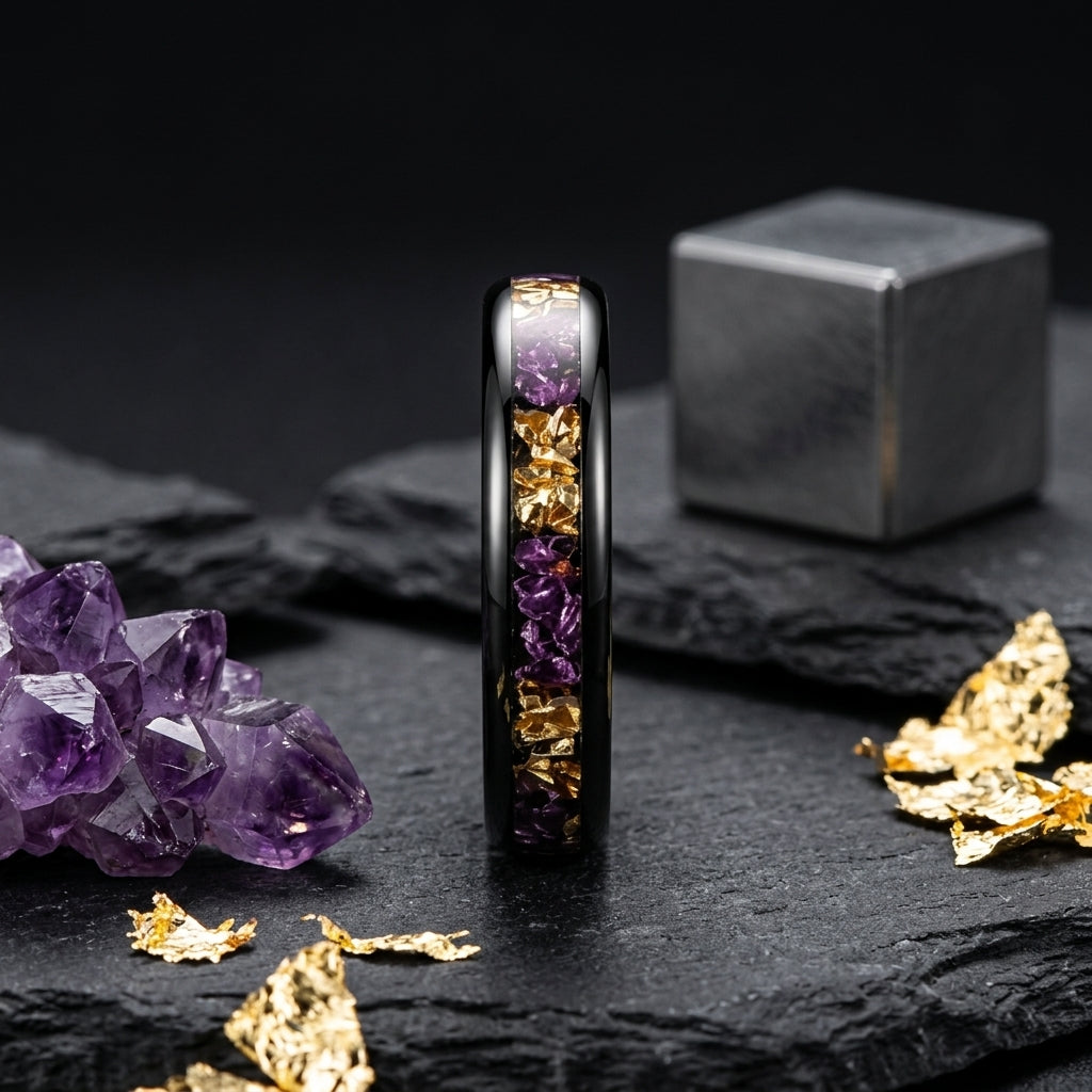 4mm Purple and Gold Tungsten ring