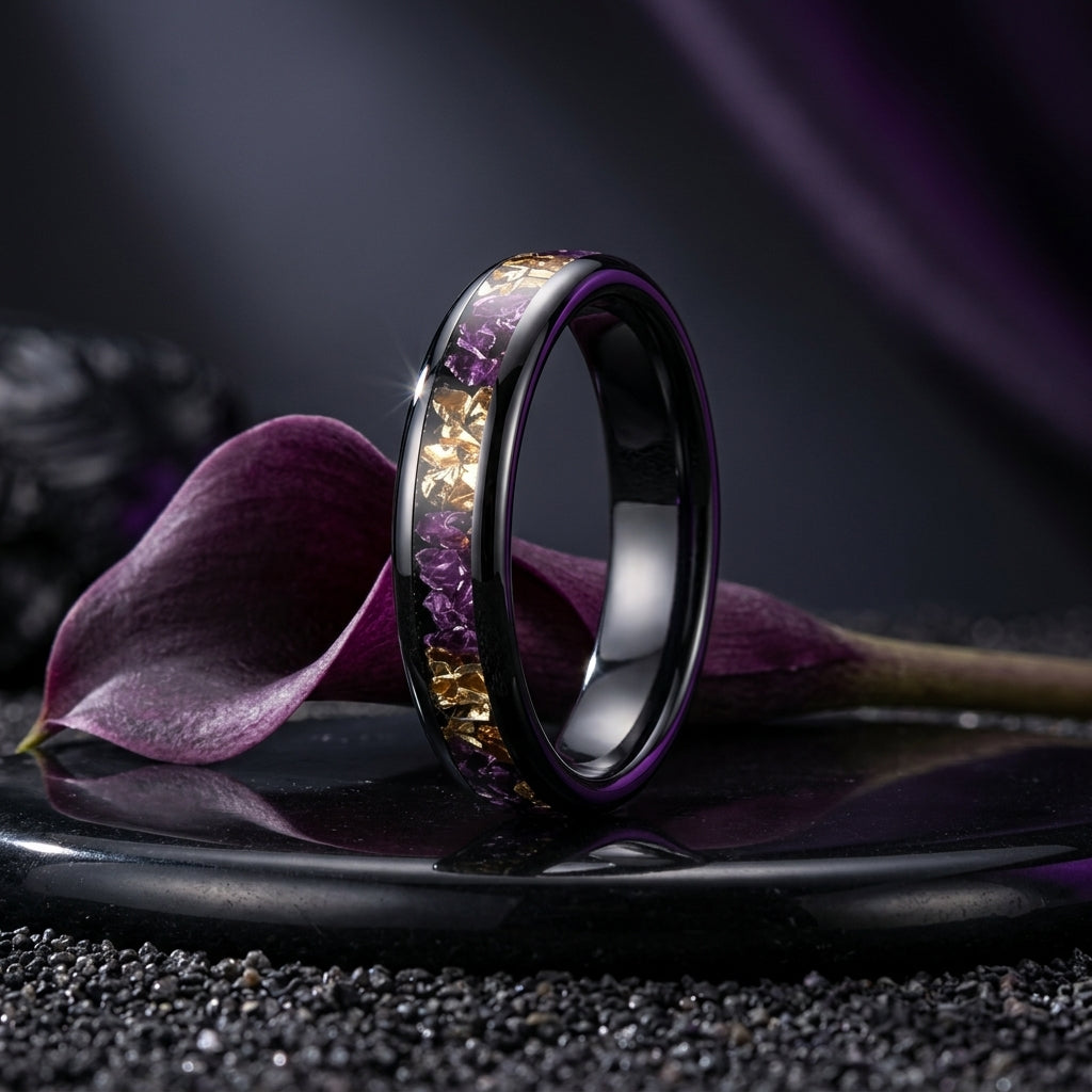 4mm Purple and Gold Tungsten ring