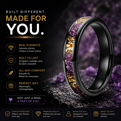 4mm Purple and Gold Tungsten ring