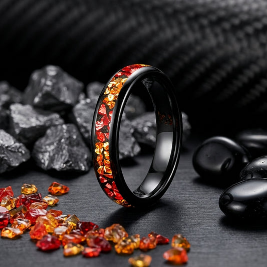 4mm Red and Gold Tungsten Ring