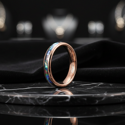 4mm Tungsten Carbide Ring With Abalone Shell Inlay