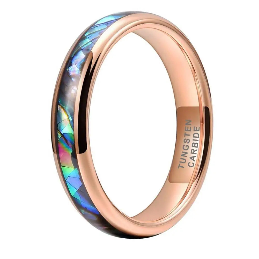 4mm Tungsten Carbide Ring With Abalone Shell Inlay