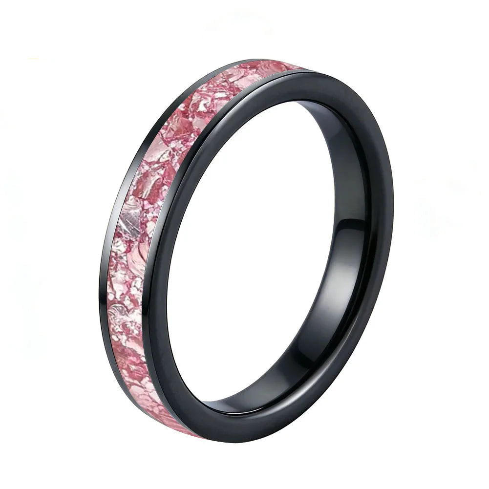 Tungsten Ring with Pink Morganite Inlay