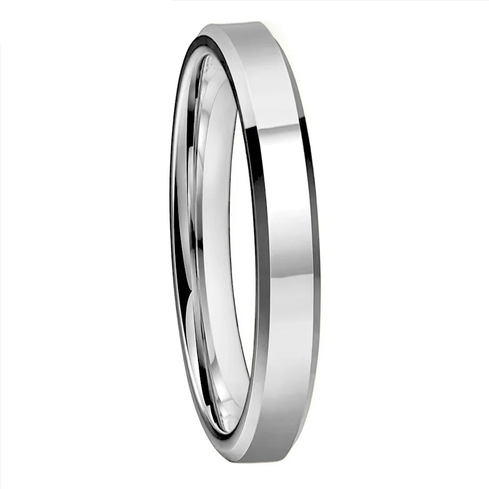 4mm Beveled Polished Tungsten Carbide Ring